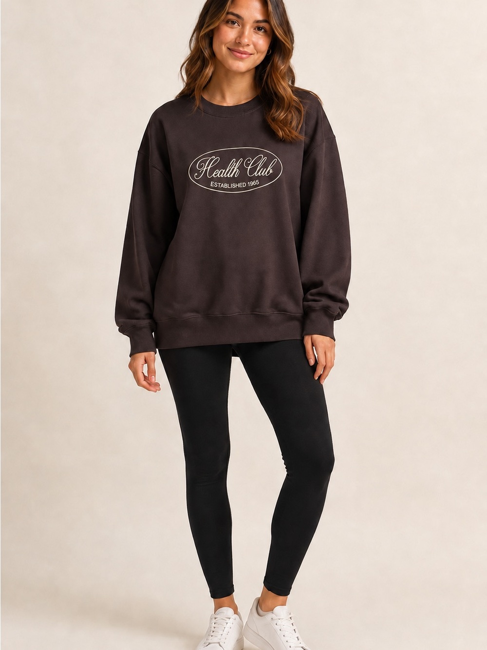 Ardene Health Club Brown Fleece Crewneck Sweatshirt XL - Picture 1 of 1